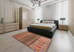 Contemporary Orange Brown Modern Rug in a Bedroom, con972