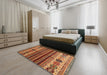 Contemporary Brown Modern Rug in a Bedroom, con973