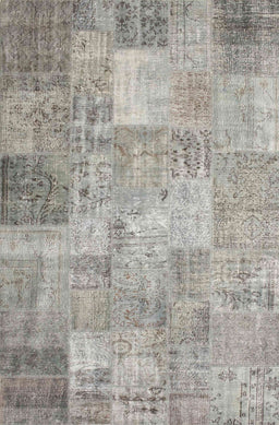 Contemporary Granite Gray Patchwork Rug, con974
