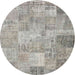 Sideview of Contemporary Granite Gray Patchwork Rug, con974