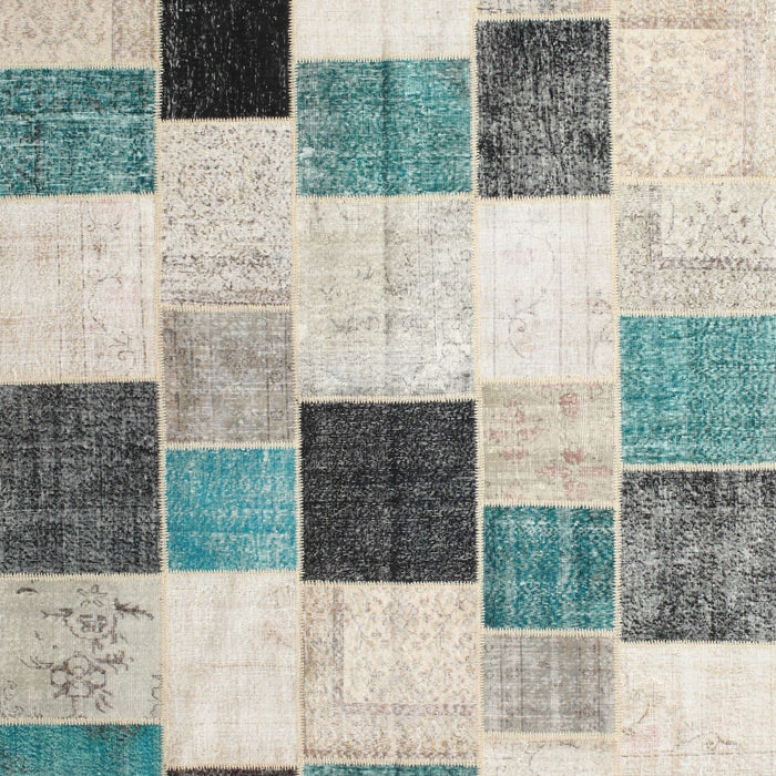 Contemporary Desert Sand Beige Patchwork Rug, con976