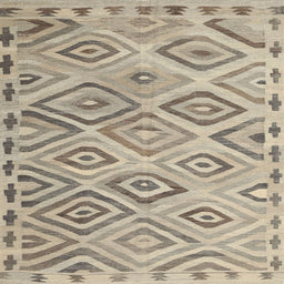 Square Contemporary Khaki Green Southwestern Rug, con978