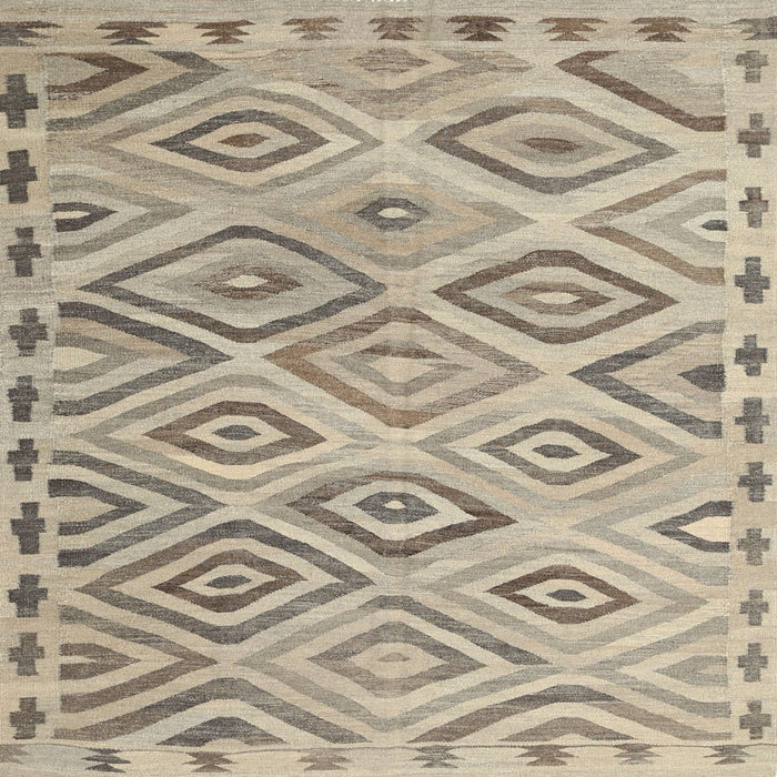 Square Contemporary Khaki Green Southwestern Rug, con978