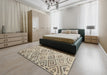 Contemporary Khaki Green Southwestern Rug in a Bedroom, con978