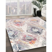 Contemporary Dark White Beige Modern Rug, con980