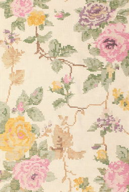 Contemporary Golden Blonde Gold Floral Rug, con984