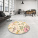 Round Machine Washable Contemporary Gold Rug in a Office, wshcon984