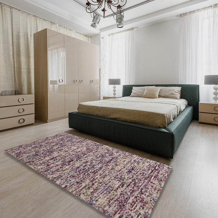 Contemporary Rosy Purple Modern Rug in a Bedroom, con988