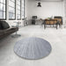 Round Machine Washable Contemporary Silver Gray Rug in a Office, wshcon989