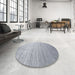 Round Contemporary Silver Gray Modern Rug in a Office, con989