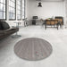 Round Machine Washable Contemporary Army Brown Rug in a Office, wshcon990