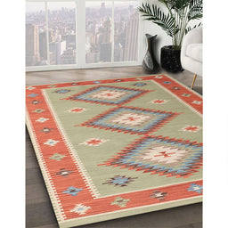 Contemporary Light French Beige Brown Oriental Rug in Family Room, con992