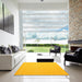 Square Contemporary Deep Yellow Modern Rug in a Living Room, con999