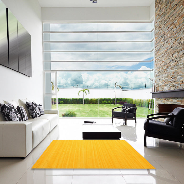 Square Machine Washable Contemporary Deep Yellow Rug in a Living Room, wshcon999