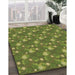 Machine Washable Transitional Pistachio Green Rug in a Family Room, wshpat1brn