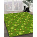 Machine Washable Transitional Seaweed Green Rug in a Family Room, wshpat1yw