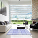 Square Patterned Blue Rug in a Living Room, pat10blu