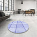 Round Patterned Blue Rug in a Office, pat10blu