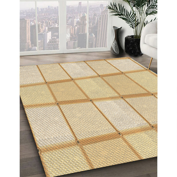 Machine Washable Transitional Sun Yellow Rug in a Family Room, wshpat10brn