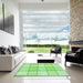 Square Patterned Green Rug in a Living Room, pat10grn