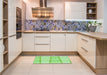 Patterned Green Rug in a Kitchen, pat10grn