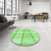 Round Patterned Green Rug in a Office, pat10grn