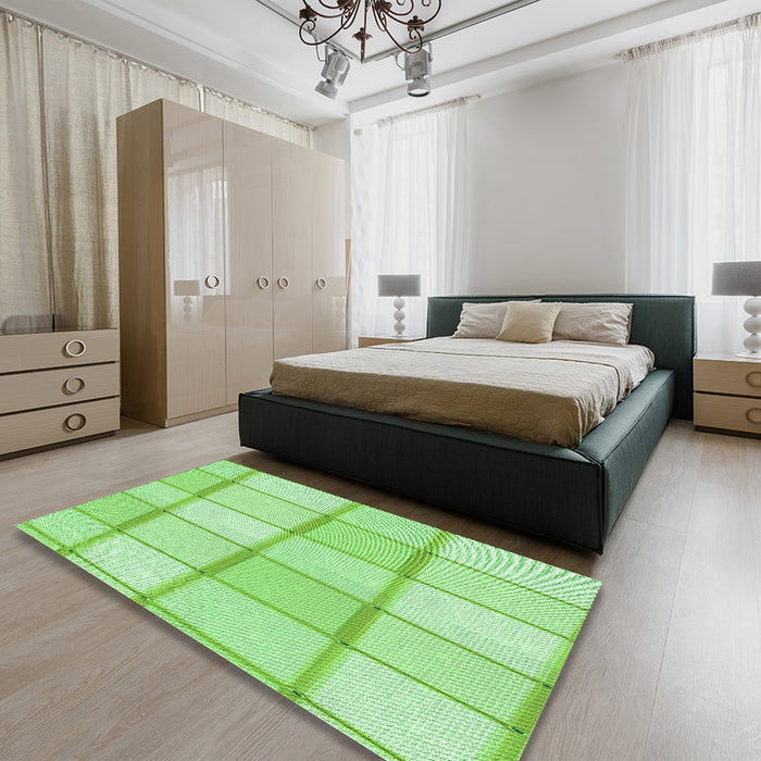 Patterned Green Rug in a Bedroom, pat10grn