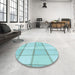 Round Patterned Blue Rug in a Office, pat10lblu