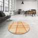 Round Patterned Orange Rug in a Office, pat10org