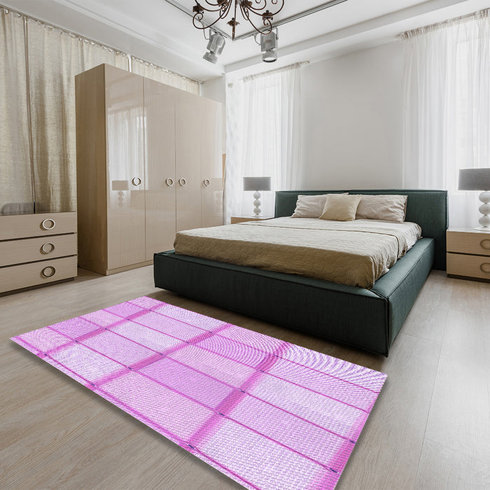 Patterned Purple Rug in a Bedroom, pat10pur