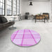 Round Patterned Purple Rug in a Office, pat10pur