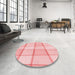 Round Patterned Pink Rug in a Office, pat10rd