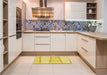 Patterned Yellow Rug in a Kitchen, pat10yw