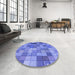 Round Patterned Sky Blue Rug in a Office, pat100blu