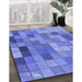 Patterned Sky Blue Rug in Family Room, pat100blu