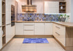 Patterned Sky Blue Rug in a Kitchen, pat100blu