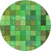 Square Patterned Dark Lime Green Rug, pat100grn