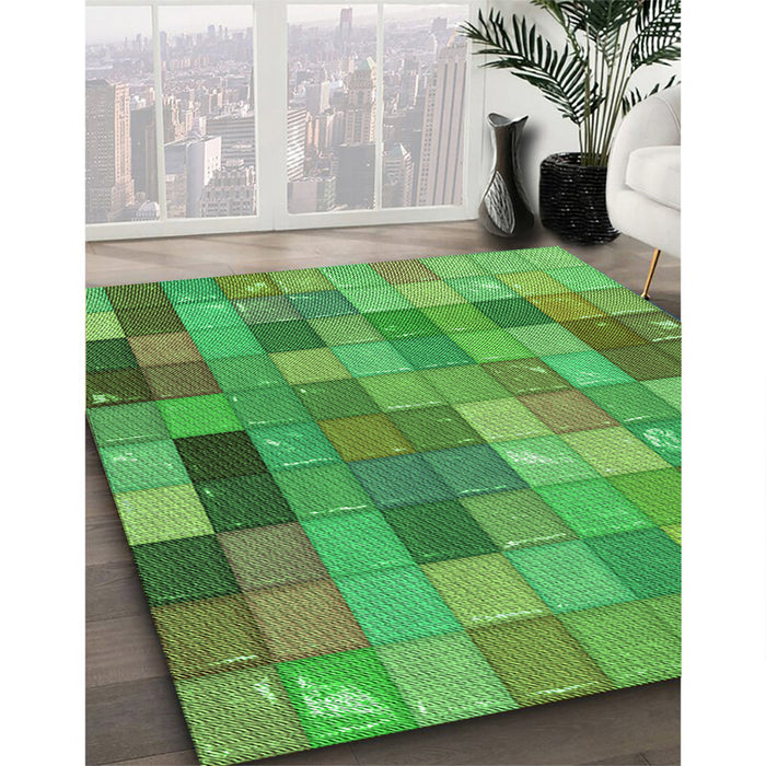 Machine Washable Transitional Dark Lime Green Rug in a Family Room, wshpat100grn