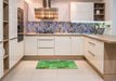 Patterned Dark Lime Green Rug in a Kitchen, pat100grn