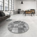 Round Patterned Smokey Gray Rug in a Office, pat100gry