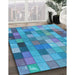 Patterned Blue Rug in Family Room, pat100lblu