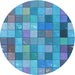 Square Patterned Blue Rug, pat100lblu