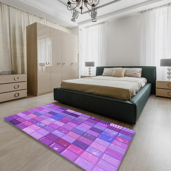 Patterned Purple Rug in a Bedroom, pat100pur
