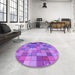 Round Patterned Purple Rug in a Office, pat100pur