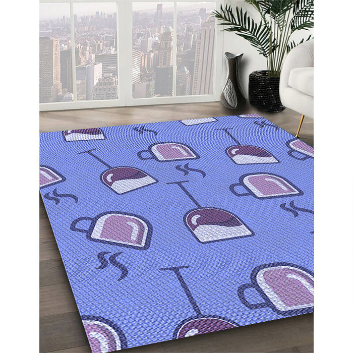 Machine Washable Transitional Denim Blue Rug in a Family Room, wshpat1000blu
