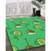 Patterned Neon Green Rug in Family Room, pat1000grn