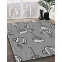 Patterned Dark Gray Rug, pat1000gry