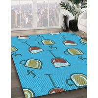 Patterned Blue Ivy Blue Rug, pat1000lblu