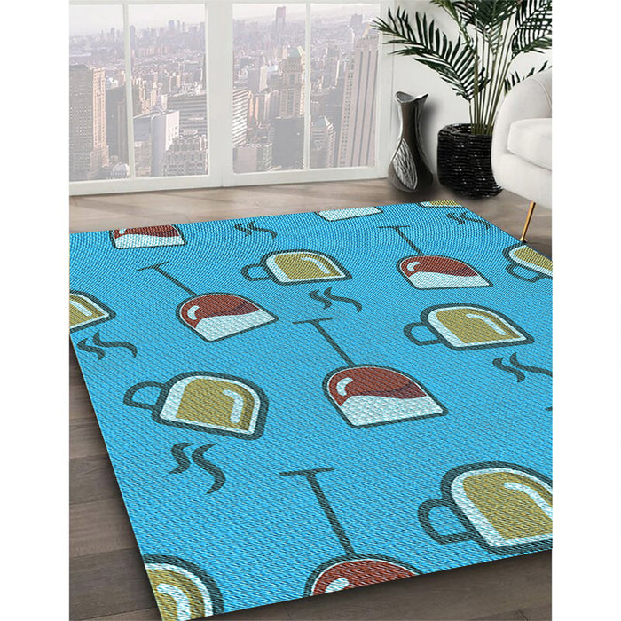 Machine Washable Transitional Blue Ivy Blue Rug in a Family Room, wshpat1000lblu