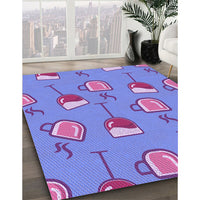 Patterned Sky Blue Rug, pat1000pur